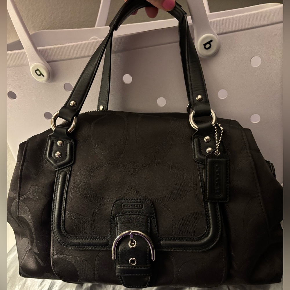 Coach Black Shimmer Signature Satchel Bag 🖤